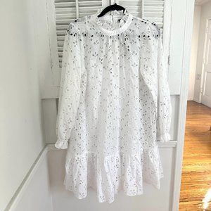 NWT J. CREW White Eyelet Dress, Size Medium